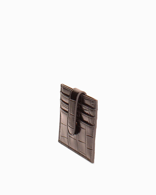 Cartera marr&oacute;n oscuro efecto cocodrilo, DK BROWN