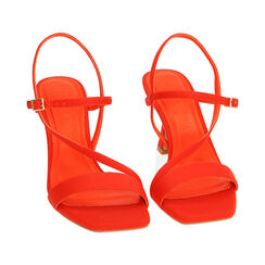 Sandali corallo in lycra, tacco 7,5 cm, Ultime occasioni, 212164805LYCORA036, 002 preview
