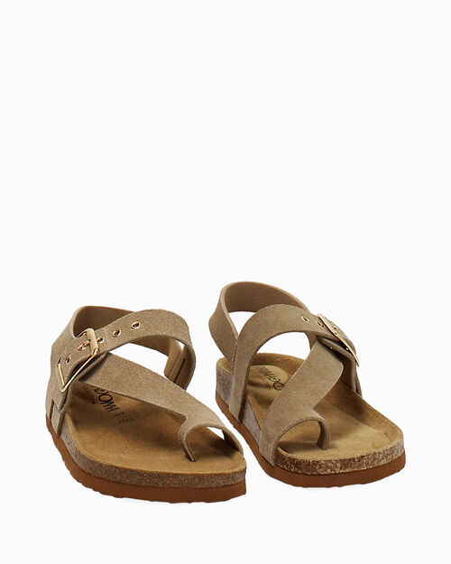 Sandali bio taupe con suola comfort, TAUPE