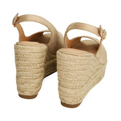 Sandali beige in microfibra, zeppa 10,5 cm, Primadonna, 214981980MFBEIG035, 003 preview