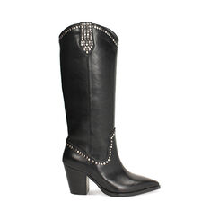 Stivali texani neri con tacco di 7,2 cm, Primadonna, 262734612EPNERO035, 001a