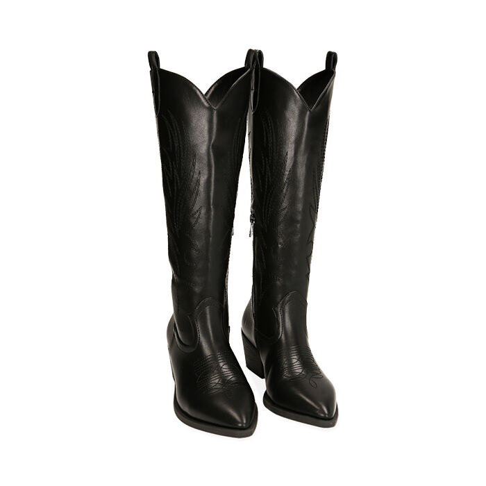 Stivali donna texani neri tacco 5 5 cm Primadonna Collection
