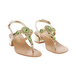 Sandale à petit talon femme or-vert, Primadonna, 254946606LMORVE035, 003 preview