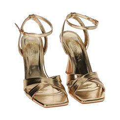Sandali oro laminato, tacco 9,5 cm, Primadonna, 212101906LMOROG035, 002 preview