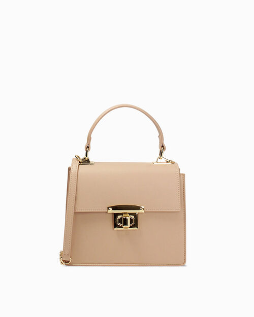 Mini bag beige con tracolla removibile, BEIGE