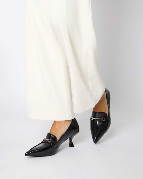 CHAUSSURES POUR FEMMES MOCASSINS SYNTHET, BLACK