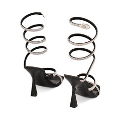 Sandalias con tac&oacute;n negras glitter con piedras, Primadonna, 232100015SLNERO036, 003 preview