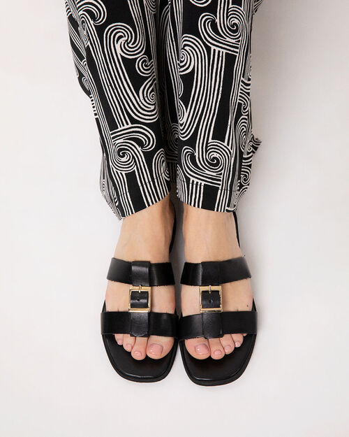 Sandali bassi neri con stile elegante, BLACK