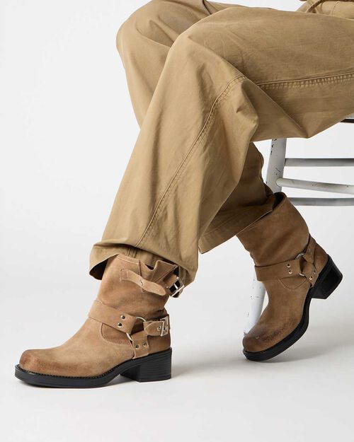 CALZATURA BIKER CAMOSCIO TAUP, TAUPE