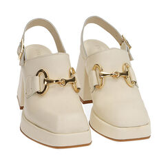 Sabot panna in pelle, tacco 9 cm , Primadonna, 19L640071PEPANN035, 002a