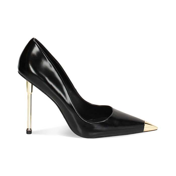 Decollete nere in abrasivato tacco laccato oro 11 cm Primadonna Collection