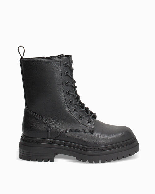 Black combat boots with 5 cm heel, BLACK