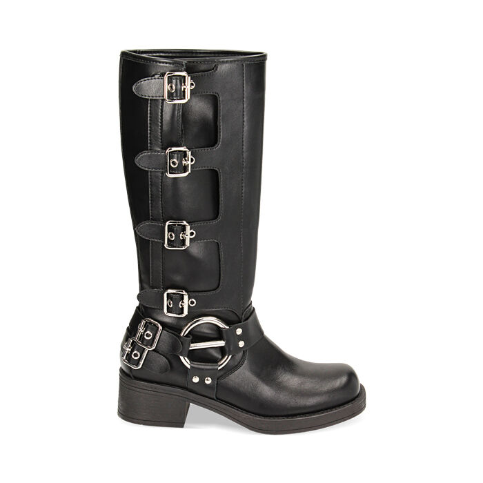 Biker negras de cuero altas, Primadonna, 239356103EPNERO035