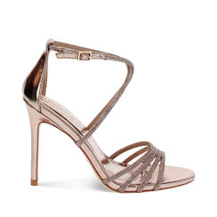 Sandalo donna rosa-oro con strass, tacco 10,5 cm, Primadonna, 252140317LPRAOR035, 001a