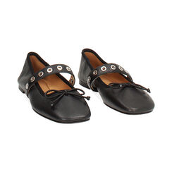 Ballerina nera in vera pelle con suola in gomma, Primadonna, 26N145016PENERO036, 003 preview