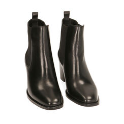 Chelsea boots neri in pelle, tacco 6,5 cm , Primadonna, 209404554PENERO035, 002a