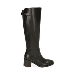 Stivali neri con fibbia, tacco 6,5 cm , Special Price, 203080041EPNERO036, 001 preview