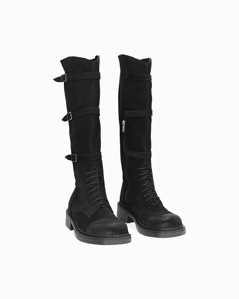 WOMEN SHOES BIKERS SUEDE NERO image number null