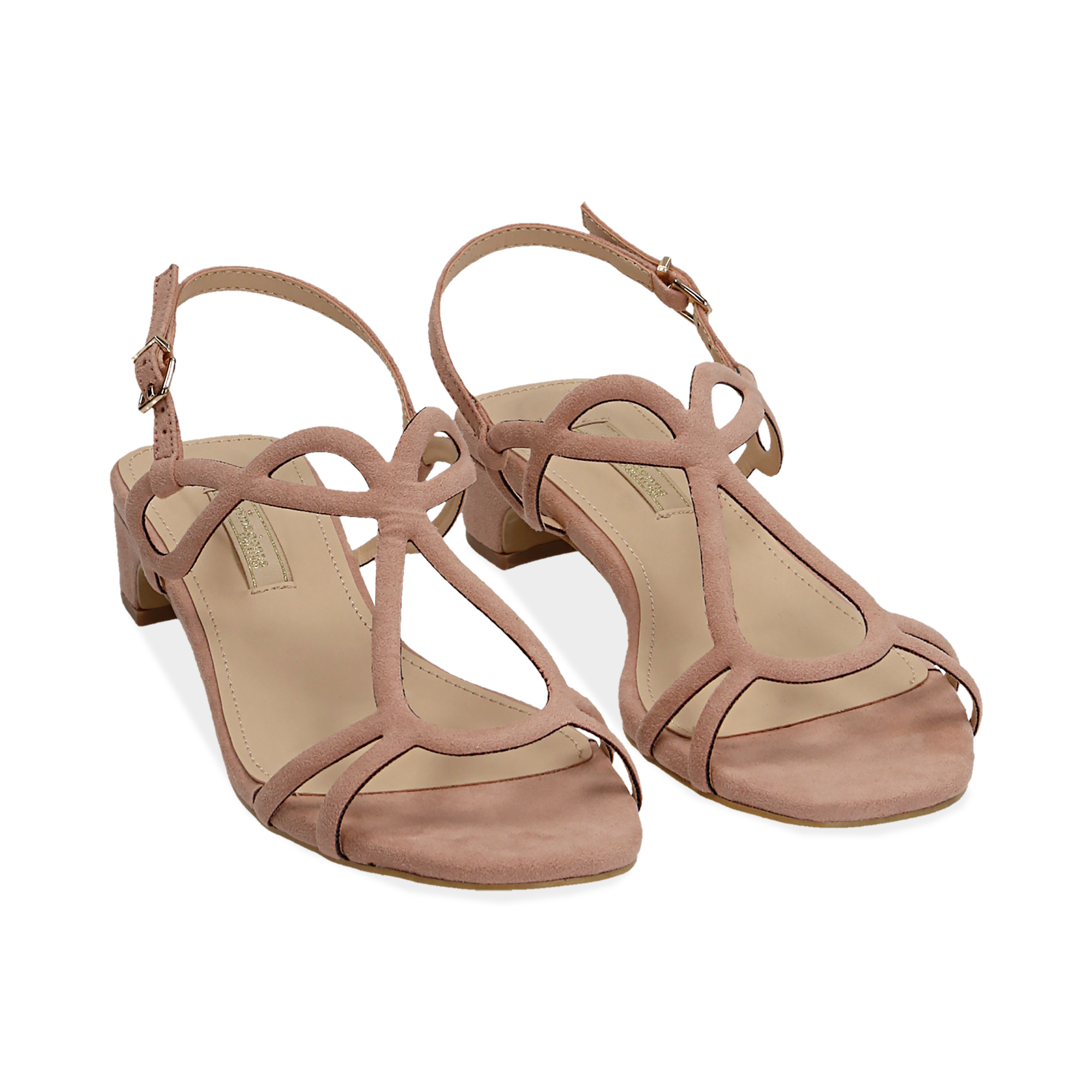 Sandalias en microfibra color nude, tacón 3,5 cm | Primadonna Collection