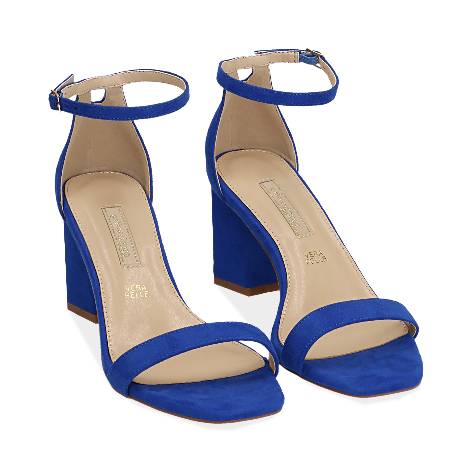 sandali blu con tacco