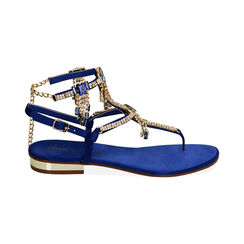 Sandali infradito gioiello blu in raso, Primadonna, 194909992RSBLUE035, 001 preview