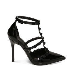 Décolleté borchiate nere in vernice, tacco 10,5 cm, Primadonna, 222186107VENERO035, 001a