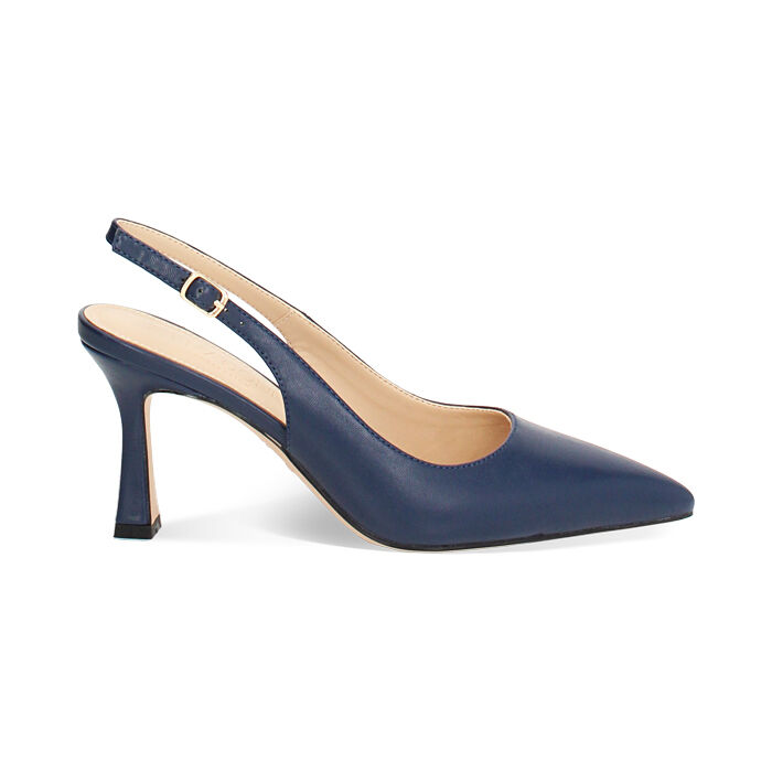 Décolleté slingback donna blu, tacco 8 cm, Primadonna, 254902503EPBLUE036