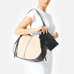 Borsa a spalla donna beige-nera, Primadonna, 25D585031EPBENEUNI, 002a