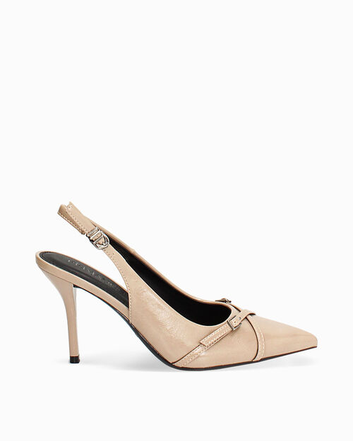 D&eacute;collet&eacute; slingback taupe tacco 9 cm, TAUPE