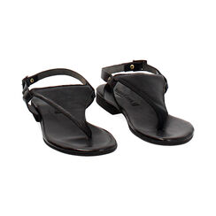 Sandalias planas mujer negras de piel, Primadonna, 257204921PENERO036, 003 preview