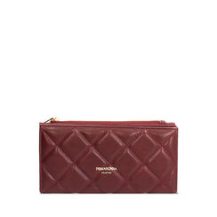 Portafoglio bordeaux con impunture matelassé, Primadonna, 265124110EPBORDUNI, 001a