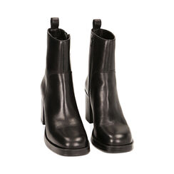 Stivaletti neri in pelle, tacco 8,4 cm, Primadonna, 22B814401PENERO041, 002 preview