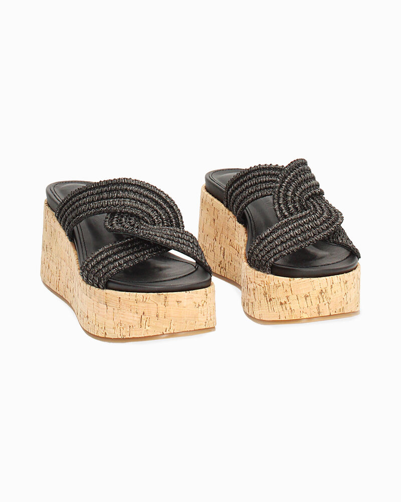 Zeppe donna nere in raffia image number null