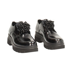 Stringate nere in stampa cocco con tacco 5,2 cm, Primadonna, 260685981CCNERO035, 003 preview