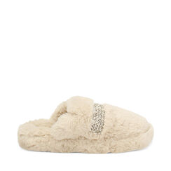 Pantoufles en fourrure synthétique crème avec semelle en caoutchouc, Primadonna, 264753241FUPANN036, 001a