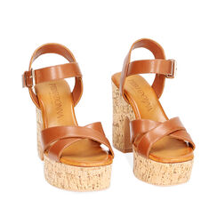 Sandali marroni in sughero, tacco 10,9 cm, Ultime occasioni, 234934301EPMARR041, 002a