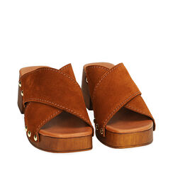 Sandali cognac in camoscio, tacco 5,5 cm, Primadonna, 214314255CMCOGN035, 002a