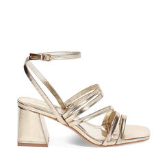 Sandalo donna oro, tacco largo 6,5 cm, Primadonna, 254916707LMOROG035, 001a