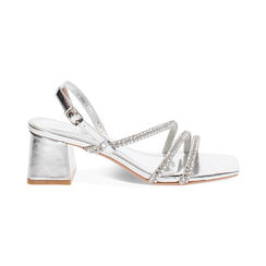 Sandalo donna argento con pietre, tacco largo 5,5 cm, Primadonna, 254941776LPARGE035, 001 preview
