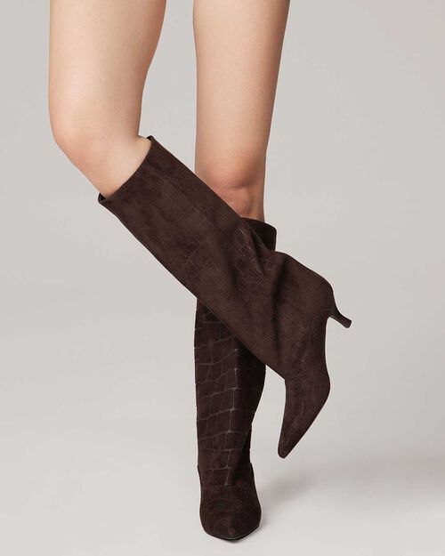 Stivali testa di moro tacco 5,4 cm, DK BROWN