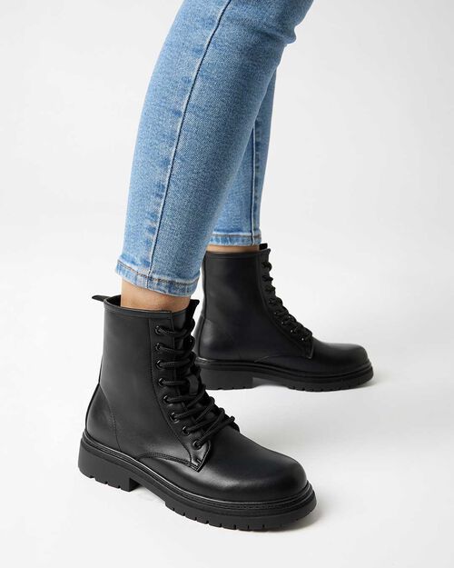 Anfibi neri con suola in gomma di 4,5 cm, BLACK