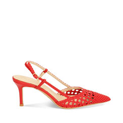 Zapatos de tacón slingback rojos para mujer con trenzado, Primadonna, 252103536EIROSS035, 001a