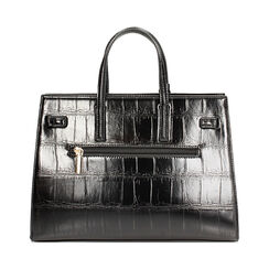 Sac à main en synthétique effet coco noir avec bandoulière amovible, Primadonna, 265731833CCNEROUNI, 004 preview