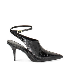 Salón destalonado negro con tacón de 8 cm para mujer, Primadonna, 26M745103CCNERO036, 001a