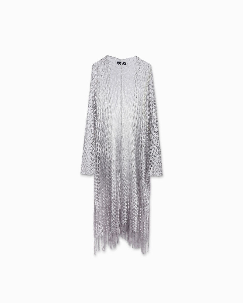Poncho donna argento in tessuto image number null