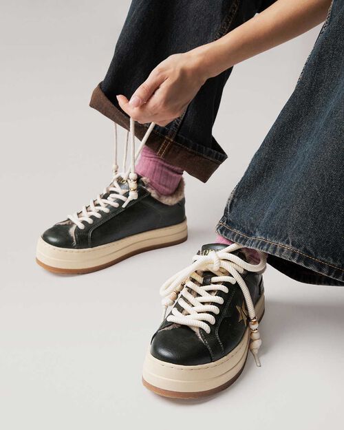 Sneakers verdi con dettagli dorati, GREEN