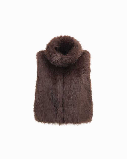 Chaleco de pelo sint&eacute;tico marr&oacute;n oscuro, DK BROWN