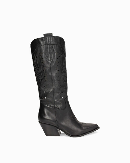 WOMEN SHOES BOOTS LEATHER NERO, 