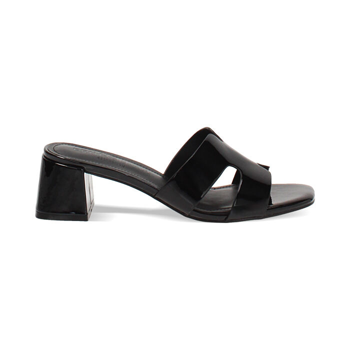 Mules open toe nere tacco 5,5 cm, Primadonna, 27O800139VENERO035