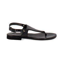 Sandalias planas mujer negras de piel, Primadonna, 257204921PENERO036, 001 preview